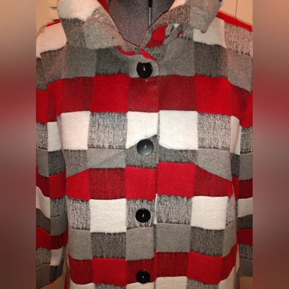Trisha Tyler Checkered Button Up Jacket Women's Size L - Picture 5 of 8